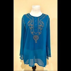 Turquoise Tunic with Embroidery